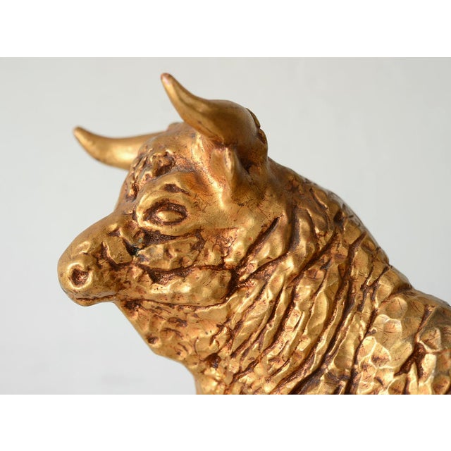 Ceramic Large Mid-Century Gold Ceramic Bull Sculpture For Sale - Image 7 of 10