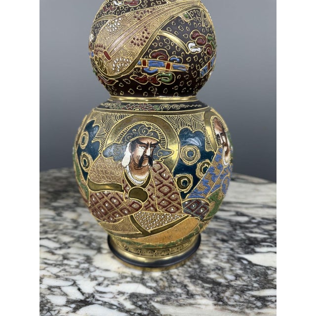 19th Century Meiji Satsuma Japanese Vases, Set of 2 For Sale - Image 4 of 12