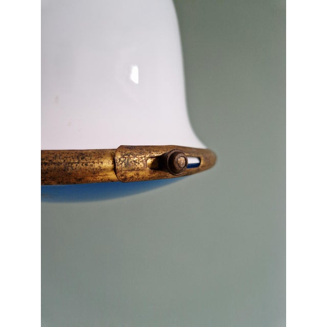 Bauhaus Pendant Light in White Opaline and Blue Satin Glass, 1920s For Sale - Image 10 of 18