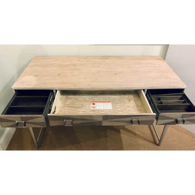 2020s Organic Modern Greige and Gray Wood Writing Desk For Sale - Image 5 of 9