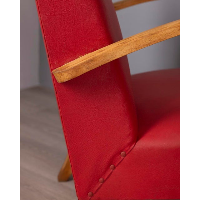 Vintage Italian Armchairs in Red Leather, 1950s, Set of 2 For Sale - Image 16 of 17