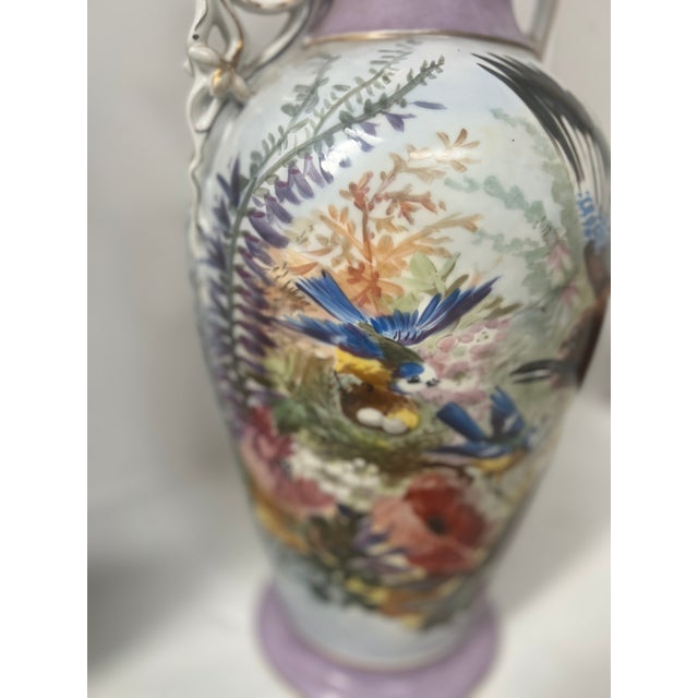 Polychrome Porcelain Vases, 19th Century, Set of 2 For Sale - Image 6 of 18