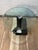 Late 20th Century Karl Springer Style Black Lacquer Pedestal Side Table With Glass Top For Sale - Image 5 of 11