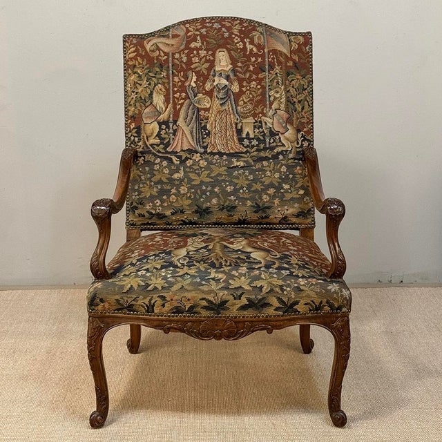 Late 19th Century 19th Century French Louis XV Style Cluny Tapestry Armchair For Sale - Image 5 of 18