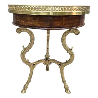 Vintage French Louis XVI Style Marquetry Gueridon Side Table For Sale