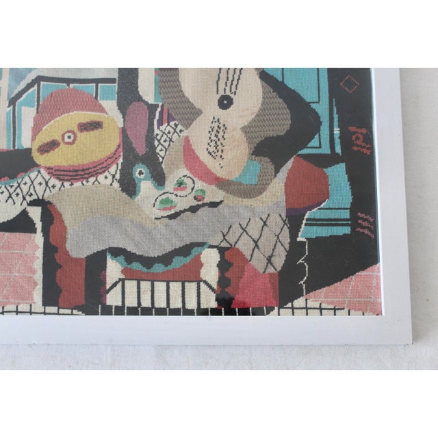 Vintage "Mandolin and Guitar" Picasso Needlepoint Tapestry Framed Mid Century For Sale In Miami - Image 6 of 12