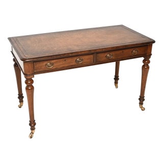 Antique Victorian Leather Top Writing Table, 1860 For Sale