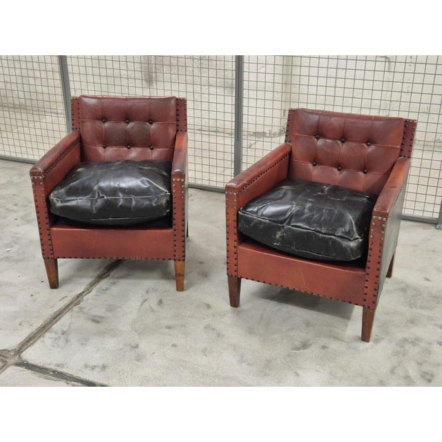 1930s Club Chairs in Leather attributed to Otto Schultz, Sweden, 1940s, Set of 2 For Sale - Image 5 of 15