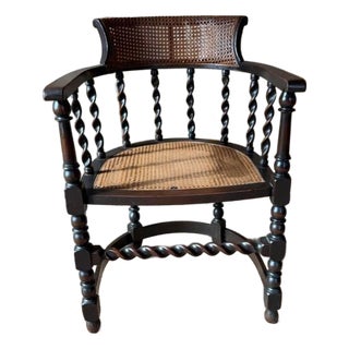 Antique Edwardian Style Barley Twist Armchair For Sale