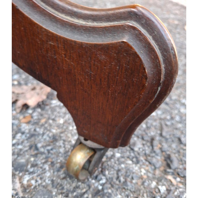 Brown Late 19th Century Eastlake Style Walnut and Marble Tip Oval Rolling Side Table For Sale - Image 8 of 8