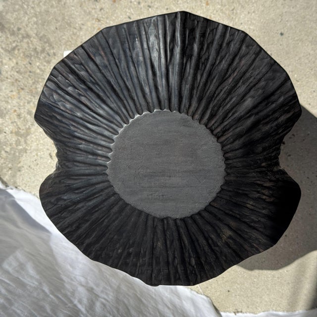 Wood Blackened Teak Bowl in the Shape of a Leaf or Flower, 1980s For Sale - Image 7 of 11
