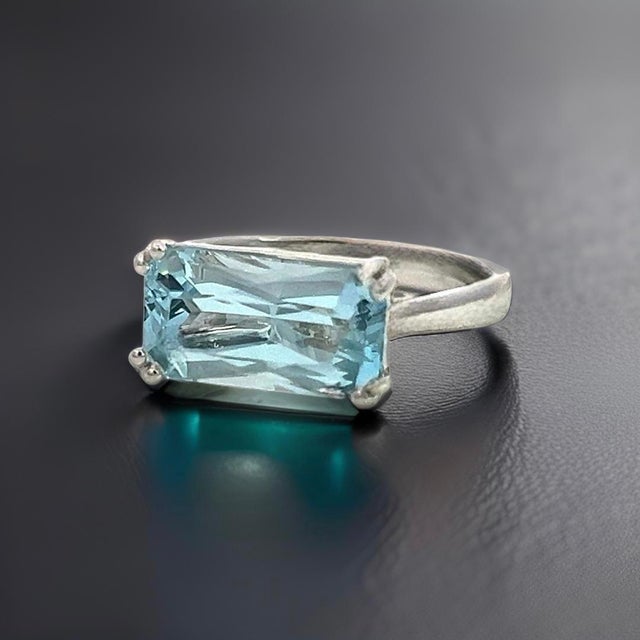 Natural Solitaire Aquamarine Ring Size 6.5 14k W Gold 2.71 Cts Certified $2,490 401572 This is a Unique Custom Made...