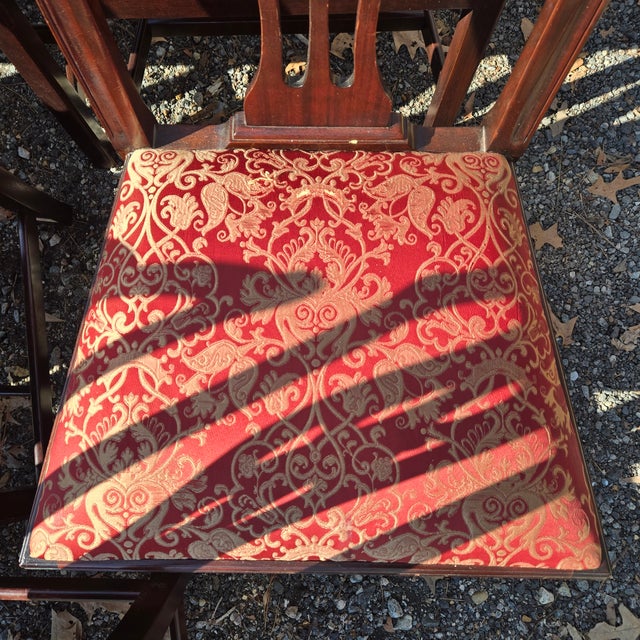 Brown Set of 8 Traditional Cushioned Stickley Dining Chairs For Sale - Image 8 of 16