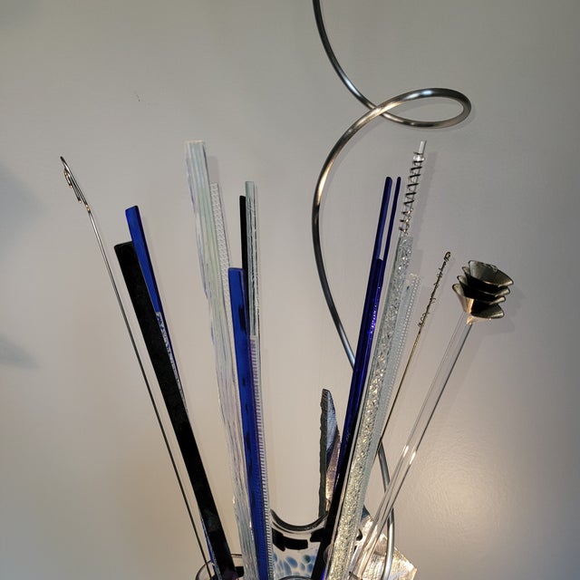 Glass & Metal Limited Edition Sculpture by Loretta Eby & Jeff Jackson - "Small Random (Tall)" For Sale - Image 11 of 12