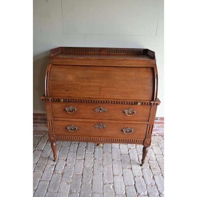 Antique Oak Cylinder Desk For Sale - Image 9 of 11
