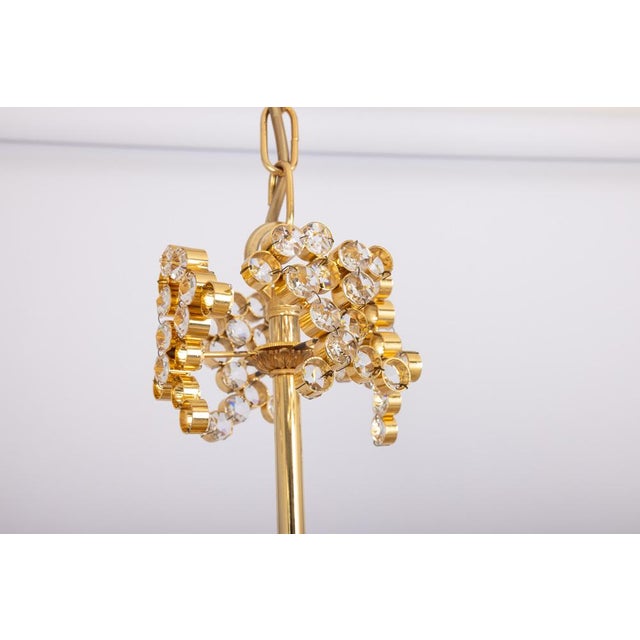 Metal Gilt Brass and Crystal Glass Encrusted Chandeliers from Palwa, Germany, 1970s For Sale - Image 7 of 17