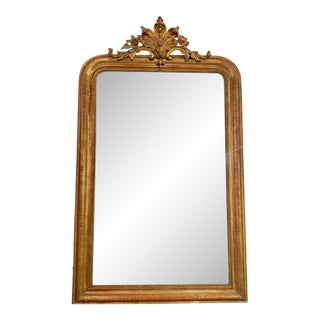 French Louis XVI Giltwood Mirror With Crest For Sale