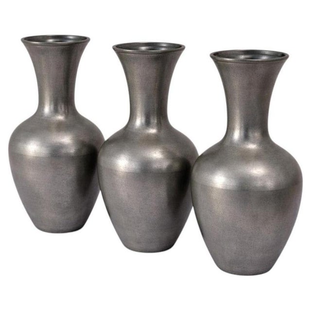 Metal Swedish Modern Pewter Vases by Schreuder & Olsson, 1970s, Set of 3 For Sale - Image 7 of 7