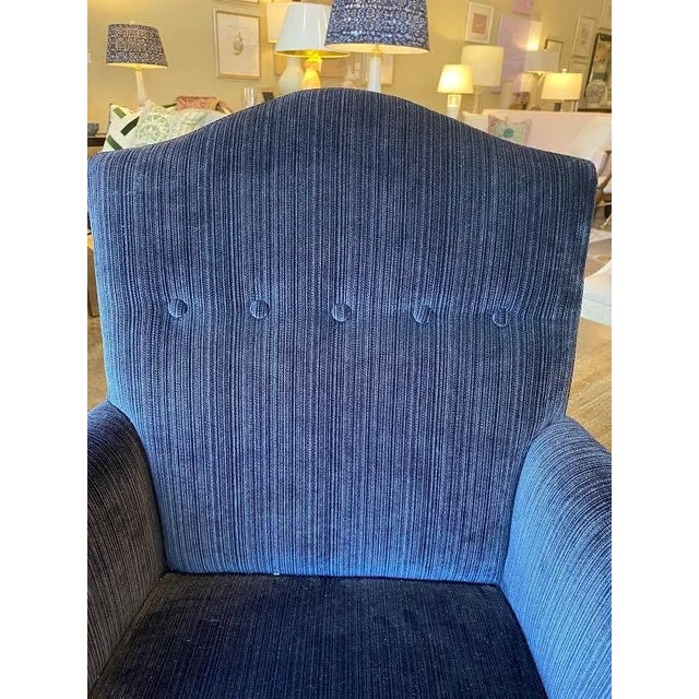 Traditional Century Furniture Trevor Armchair in Blue Velvet For Sale - Image 3 of 10