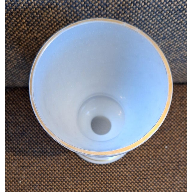 Antique French Opal Glass Vase with Gold Decoration, 1900s For Sale - Image 3 of 5