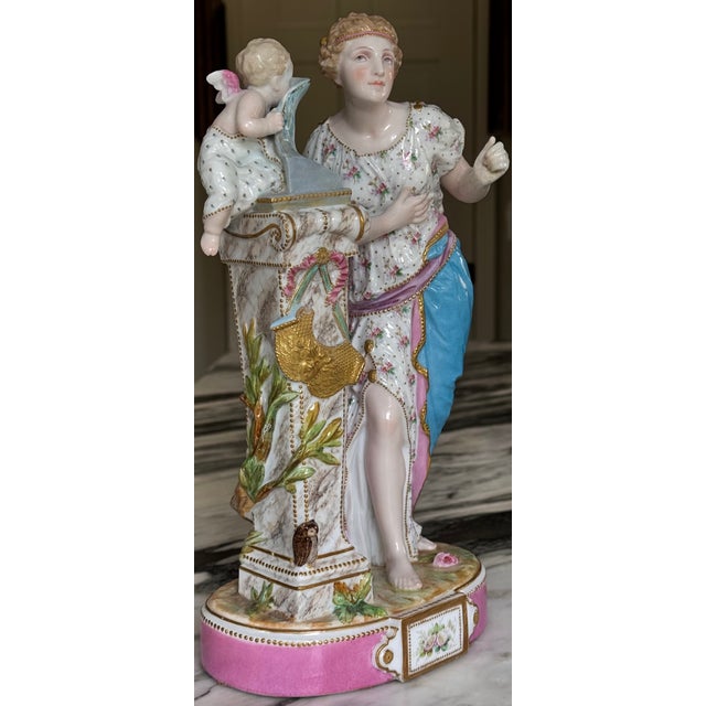 Raspberry Pink Late 19th Century French Rococo Revival Vion & Baury Porcelain Figure For Sale - Image 8 of 18