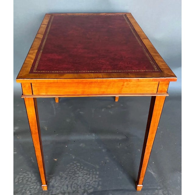 Wood 19th Century English Satinwood and Leather Table For Sale - Image 7 of 8