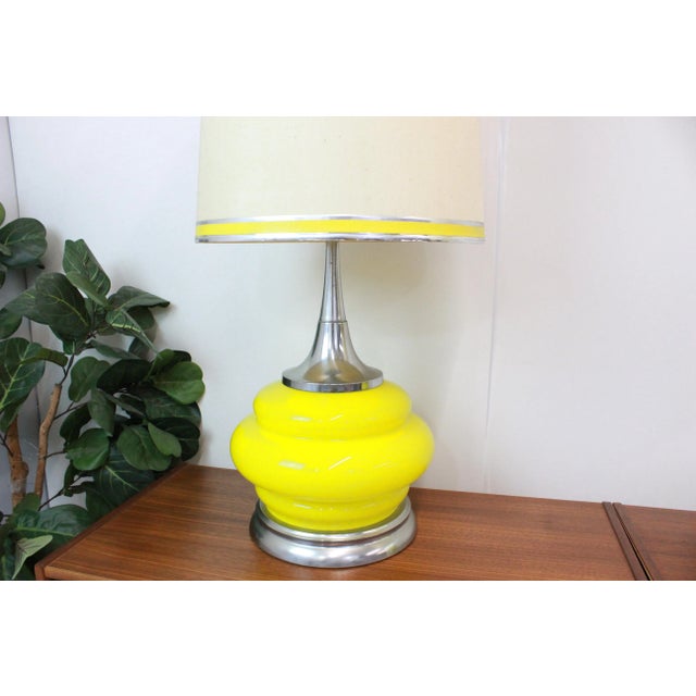Pair of 1970's Lamps Yellow Glass and Chrome For Sale In Boston - Image 6 of 11