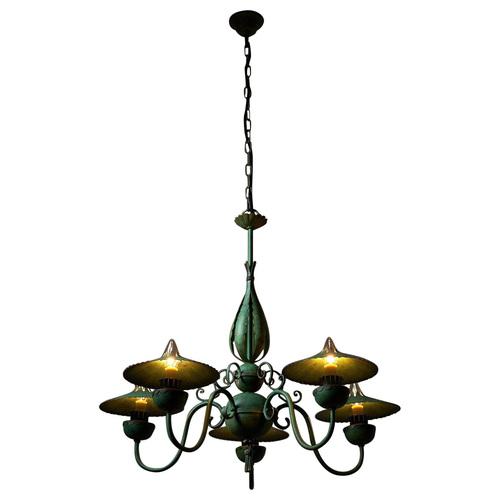 Green Chandelier with Shades, Italy, 1940s For Sale - Image 16 of 16