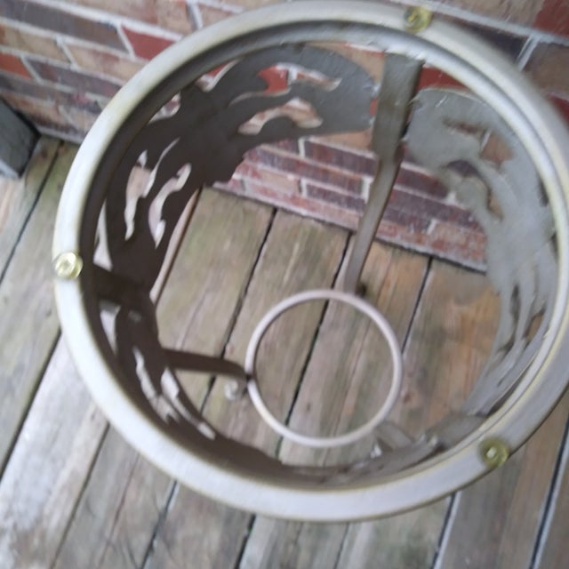 Silver Vintage Victorian Cast Metal Outdoor Plant Stand With Glass Top For Sale - Image 8 of 13