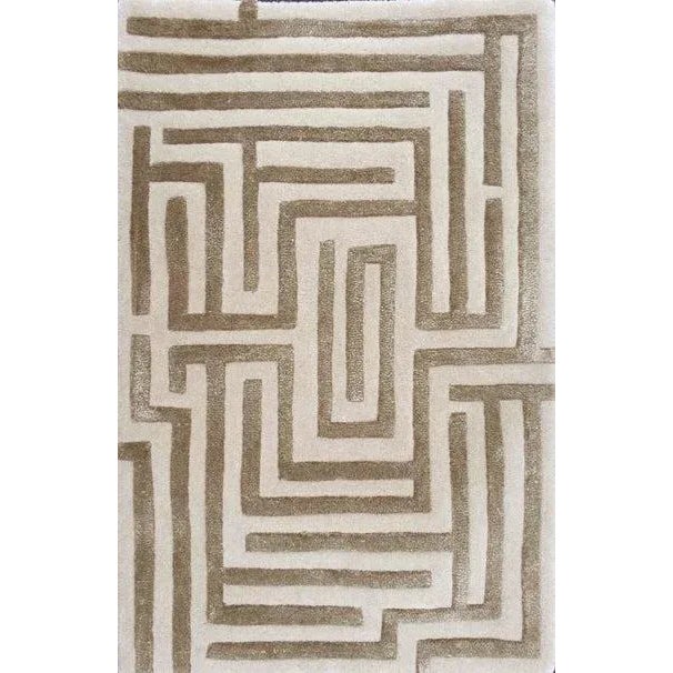 Anatolia Hand-Tufted Maze Rug, Wheat Tan, 9x12 For Sale - Image 4 of 5