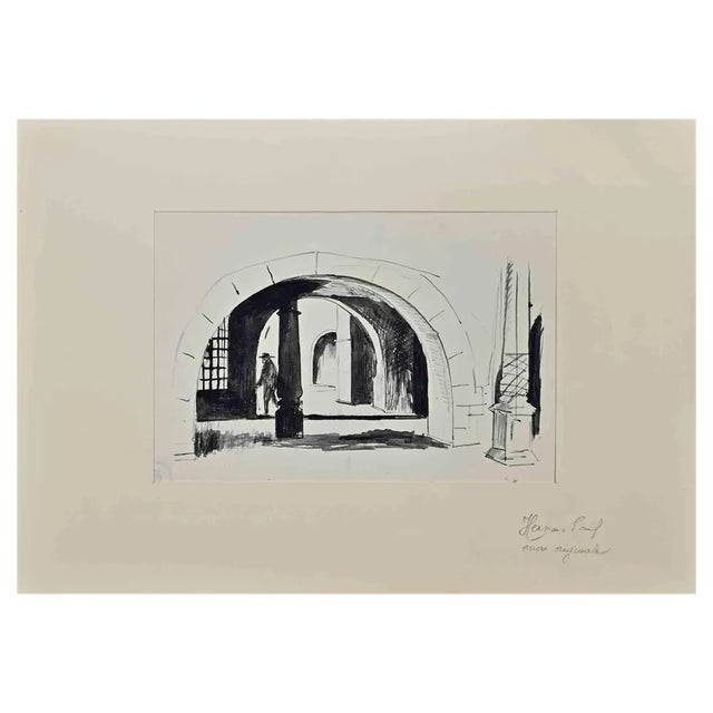 Hermann Paul, The Prospective, Watercolor & Ink, Early 20th Century For Sale