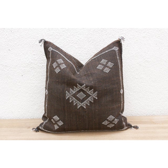 Islamic Moorish Charcoal Large Silk Rug Pillow For Sale - Image 3 of 8