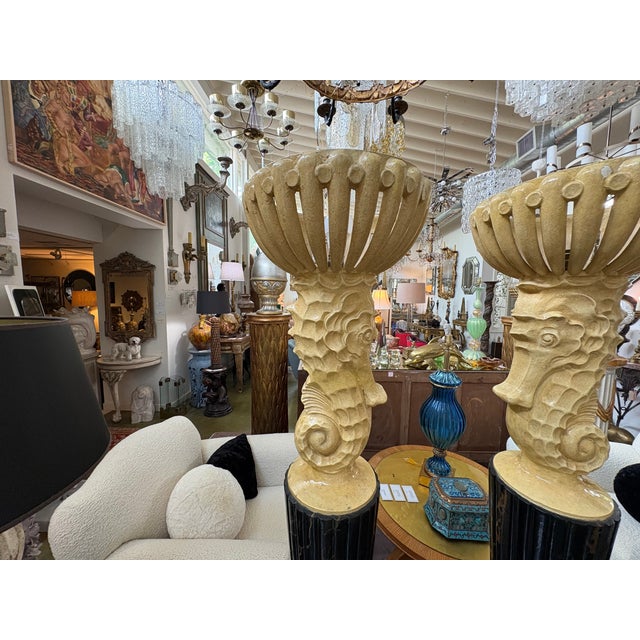 1940s French Serge Roche Attributed Seahorse Torchieres - a Pair For Sale In Houston - Image 6 of 16