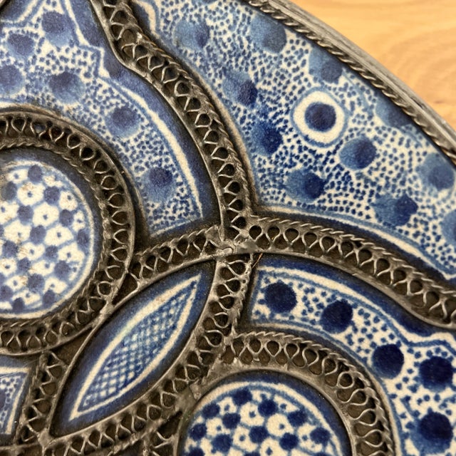 Islamic Vintage Handcrafted Moorish Moroccan Blue Decorative Ceramic Bowl For Sale - Image 3 of 6