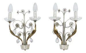 Brass and Glass Sconces from Vereinigte Werkstätten, 1960s, Set of 2