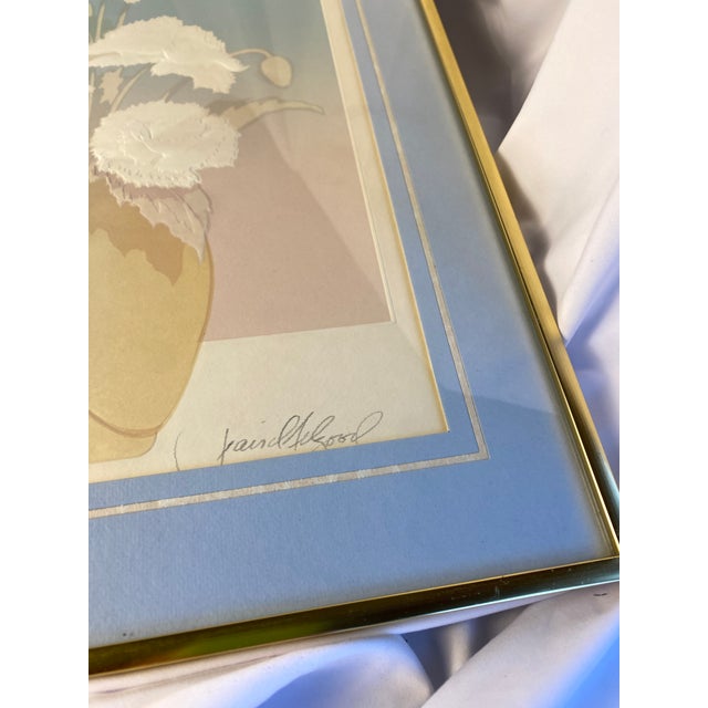 Printmaking Materials 1980s Embossed Floral Serigraph "Carnations" by David Allgood For Sale - Image 7 of 10