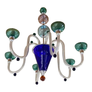 Vintage 1980s Multicolor Murano Glass Chandelier