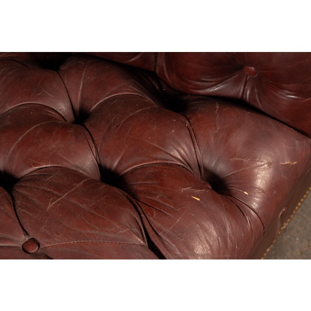 Late 20th Century Tufted Leather Chesterfield Sofa in Burgundy For Sale - Image 14 of 15