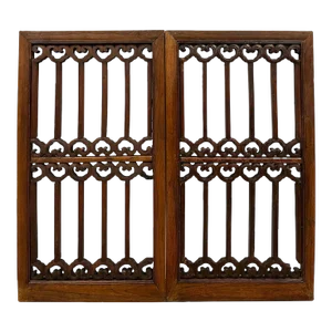 Antique Chinese Carved Wooden Window Panels Wall Arts - a Pair