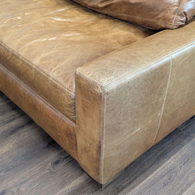 Restoration Hardware Maxwell 3-Seat Distressed Leather Sofa For Sale In San Francisco - Image 6 of 9