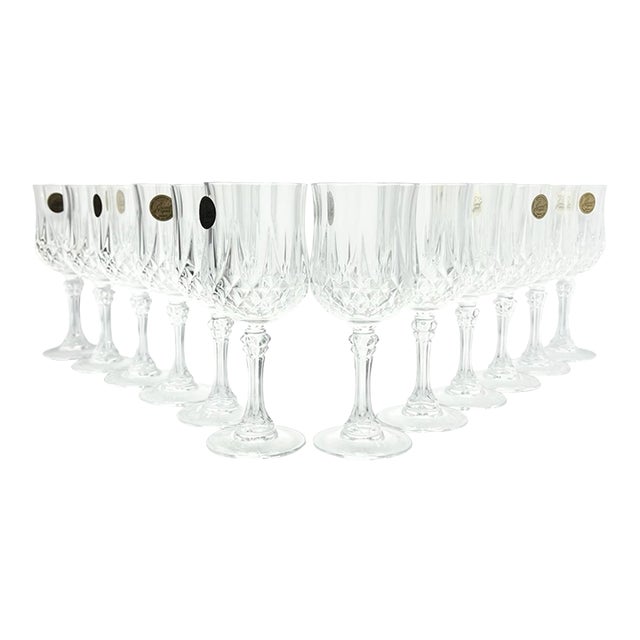 Cristal D’Arques “Longchamp” Crystal Wine Glasses - Set of 12 For Sale