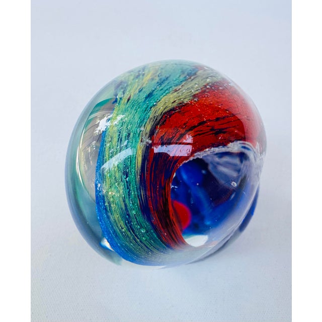 Royal Blue Vintage Abstract Studio Art Glass Sculpture 5" For Sale - Image 8 of 10