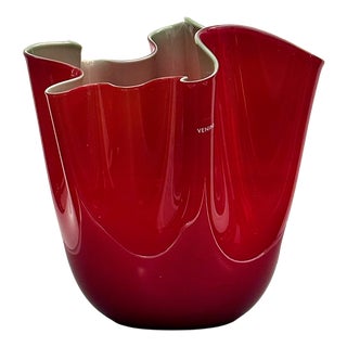 Red and Sage Green Cartoccio Vase by Paolo Venini for Venini, 2008 For Sale