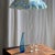 1980s Vintage Pendant Light in White and Blue Glass with Wavy Edge, 1980s For Sale - Image 5 of 18