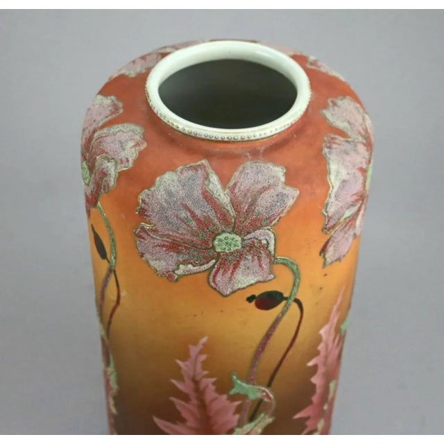 Antique Nippon Coralene Floral Decorated Porcelain Vase, Circa 1900 For Sale - Image 9 of 11