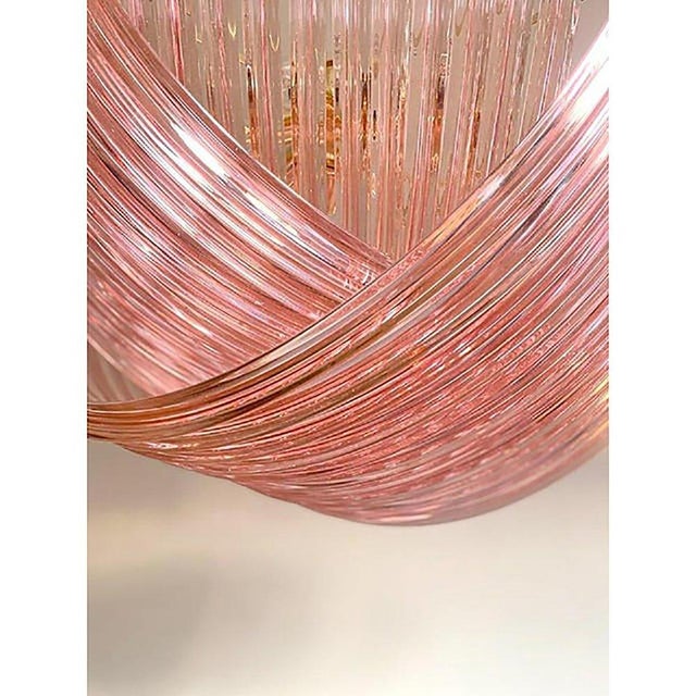 Early 21st Century Murano Style Glass Pendant Arc in Pink Color with Gold Metal Frame from Simoeng For Sale - Image 5 of 11