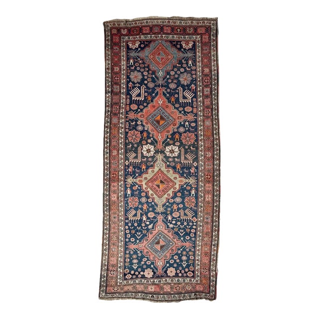 Antique Tribal GEM Symbolic Immortal Peacock Akstafa Design Rug 3.10 x 9.7 For Sale