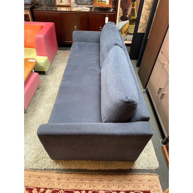 American Leather for Crate & Barrel Queen Bedford Trundle Sleep Sofa, Lake Chenille For Sale - Image 10 of 12