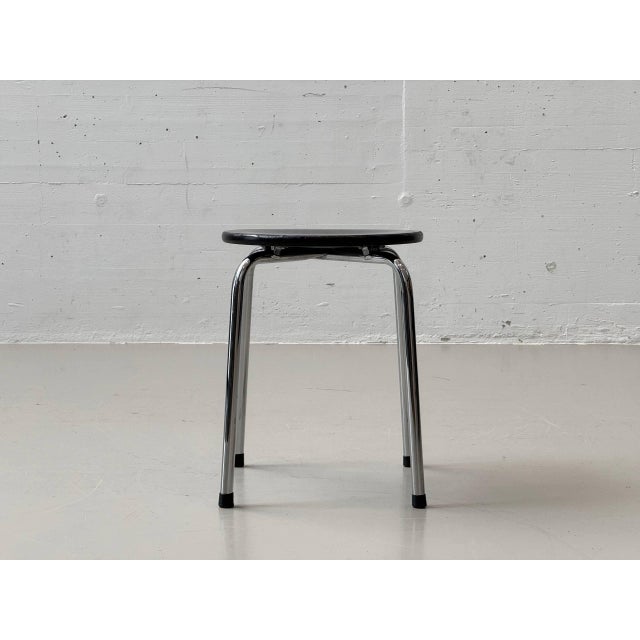 Stool with Chrome Frame and Wooden Seat by Zingg-Lamprecht, 1970s For Sale - Image 6 of 16