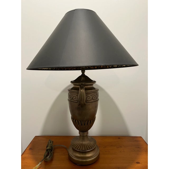 2000s Chapman Bronze Table Lamp W Black Shade For Sale In Savannah - Image 6 of 8